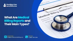 Medical billing reports dashboard showing aging, accounts receivable, denial trends, and revenue cycle performance for healthcare practices