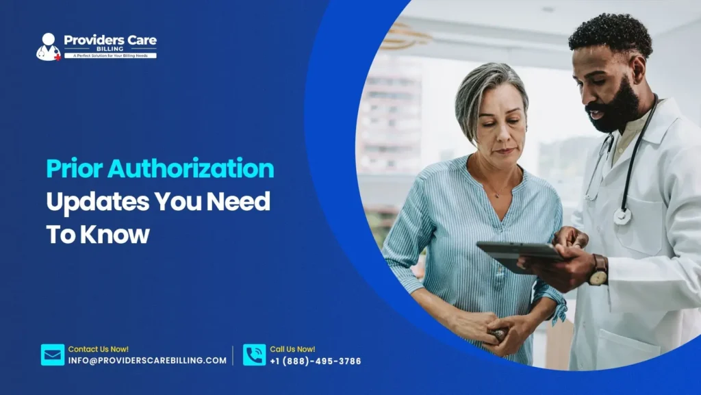 Healthcare provider reviewing prior authorization updates 2026 on digital screen