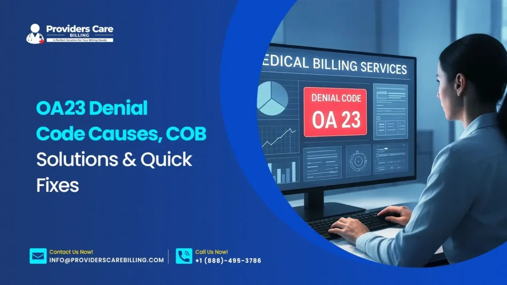 OA 23 denial code causes, COB issues, and claim denial resolution process in medical billing